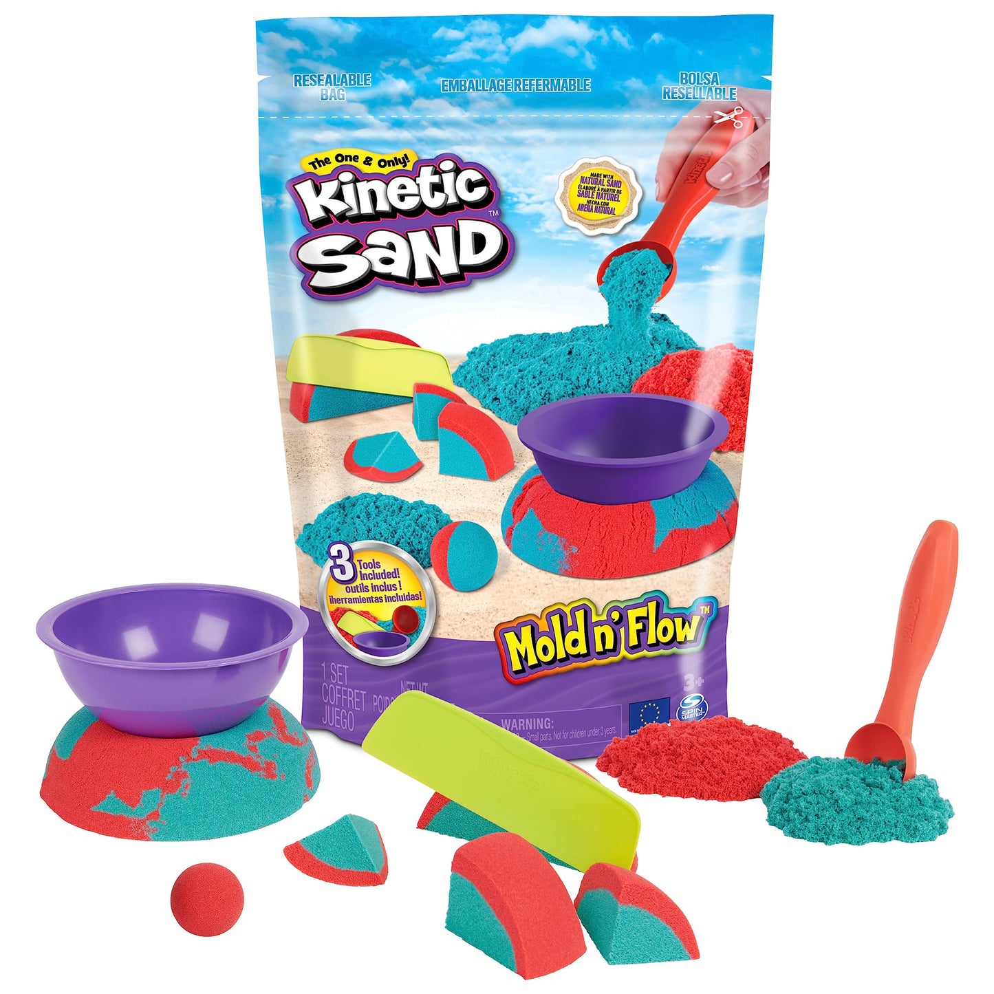 Hot Kinetic Sand 2lb Pink, Moldable Play Sand Sensory Toys, Ages 3+ | Squish, Mold, Shape & Flow Play Sand, Resealable Bag for Easy Storage, Creative Open-Ended Play, Birthday Gifts for Kids