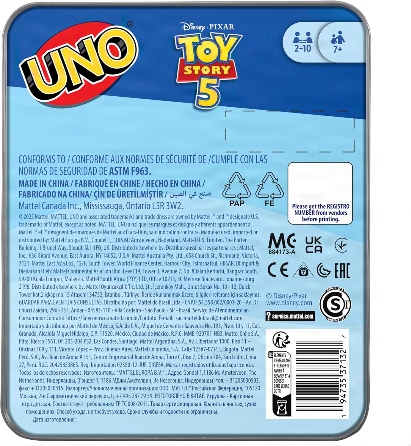 Hot Mattel Games UNO Disney and Pixar Toy Story 5 Card Game | Movie-Inspired Deck with Special Movie Fule, For Kid & Family Nights, Play During Parties, Travel & Camping