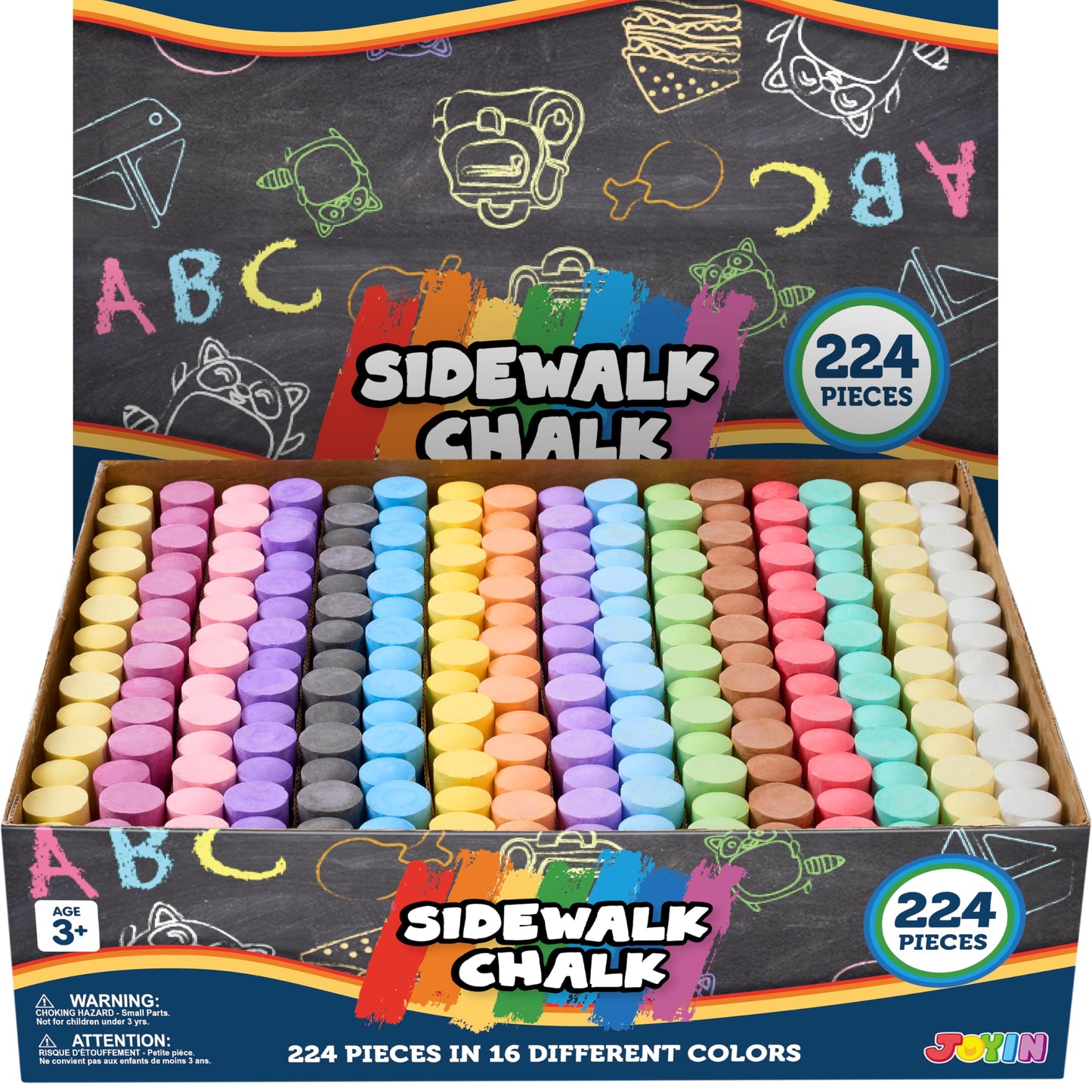 HotJOYIN 160 PCS Sidewalk Chalks Set-16 Colors Non-Toxic Washable Jumbo Chalk for Outdoor Art Play, Painting on Chalkboard, Blackboard and Playground