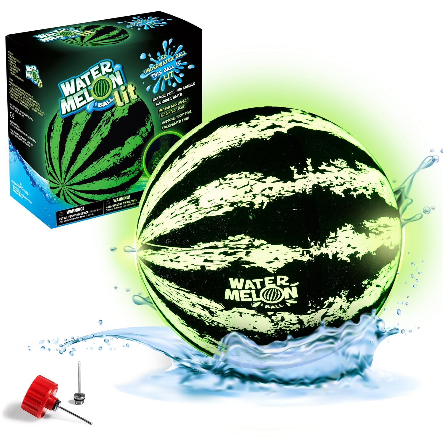 HotWatermelon Ball Pool Toys for Adults and Family - 2 Pack of 6 1/2" & 9" Kids, Teens, Everyone Swimming Games, Water Football, Tag, Diving Beach Play Fun Accessories
