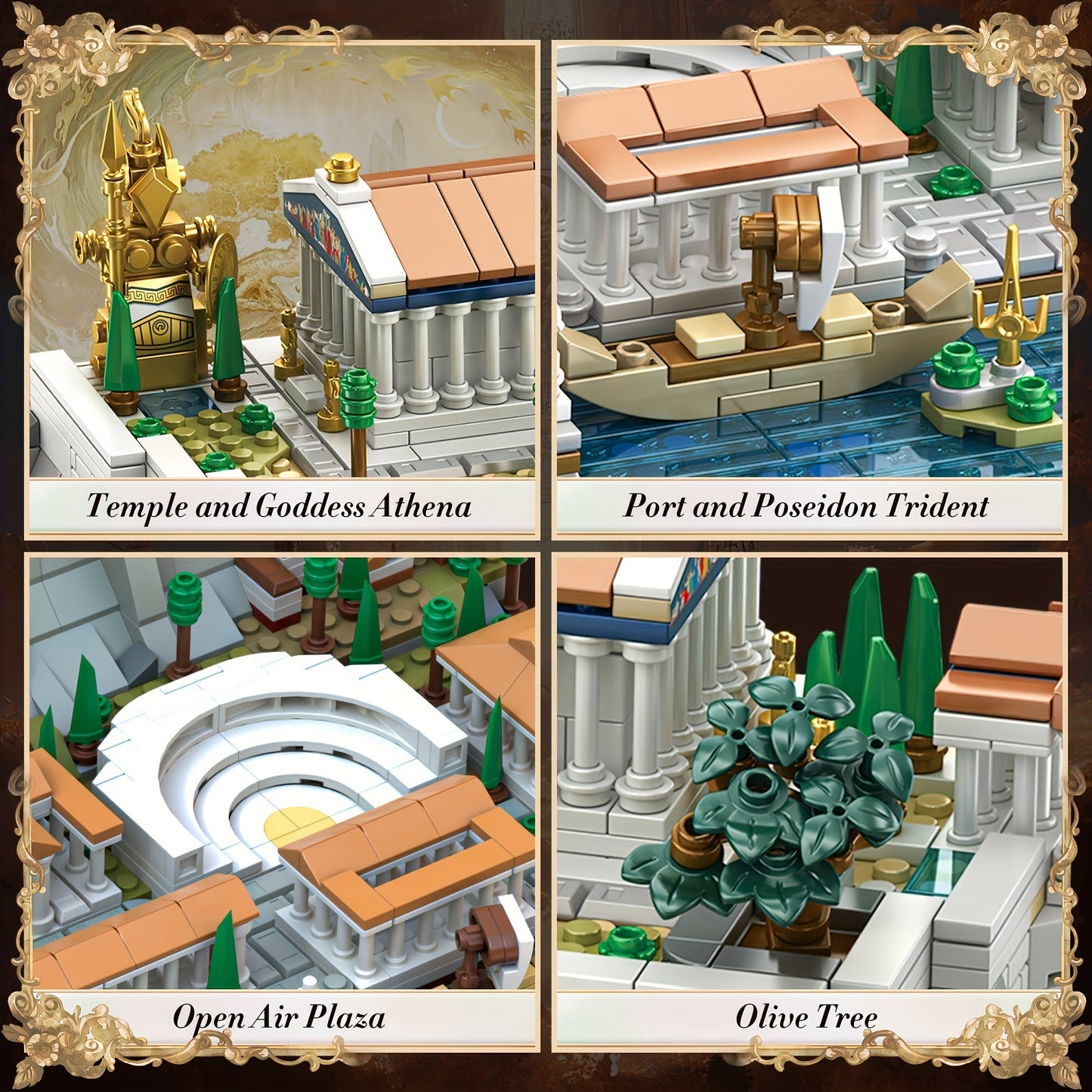 Architecture Acropolis of Athens 1988 Pieces, Landmark Collection City Buildings Blocks Set, Display Model Kit and Home Decor Gift Idea for