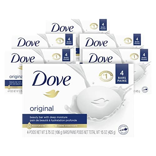 HotDove Beauty Bar Soap Original 8 Count for Soft, Smooth Skin, with 1/4 Moisturizing Cream 3.75 oz
