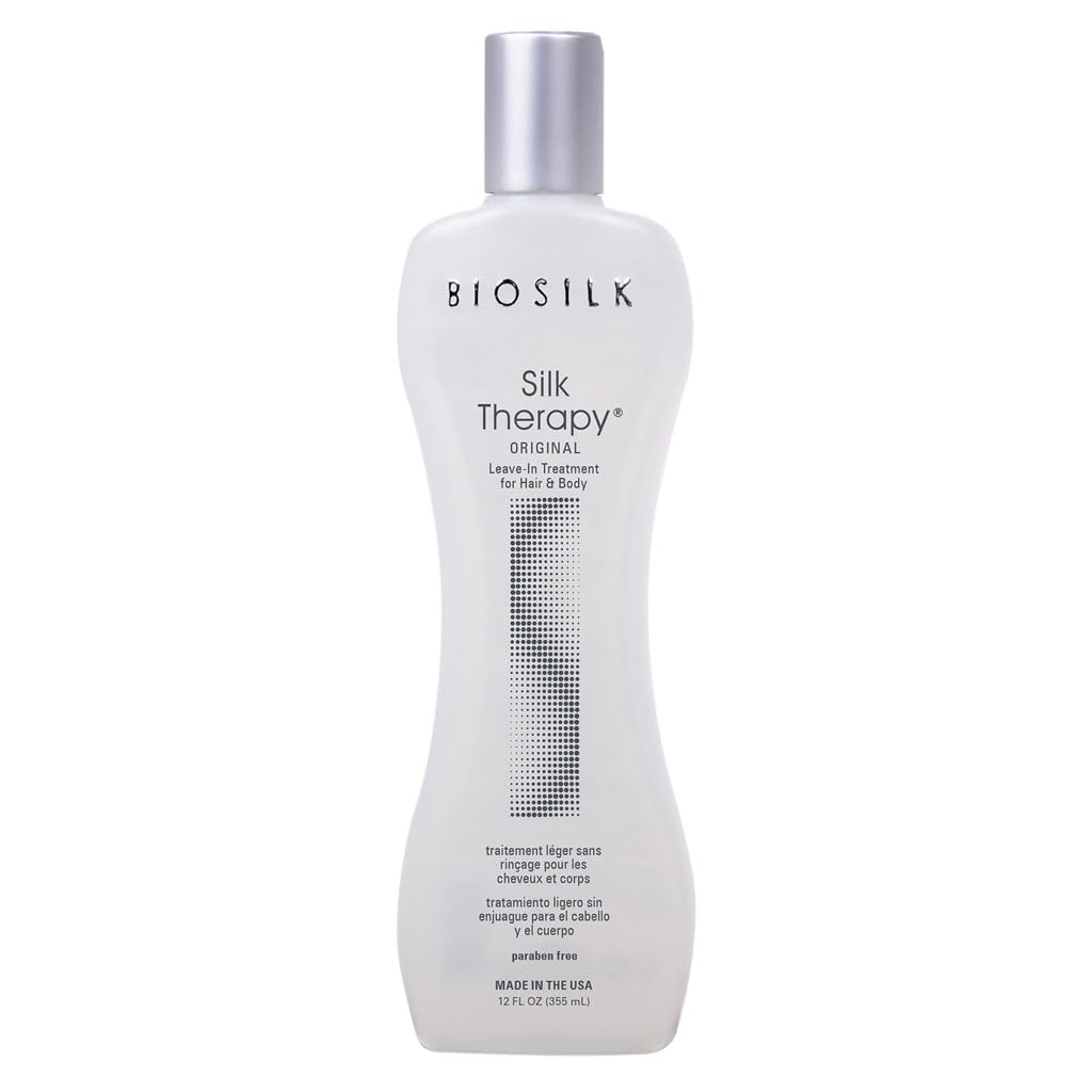HotBioSilk Silk Therapy Original, Reconstructing Leave-In Hair Treatment, Adds Shine, Smooths & Prevents Split Ends, Sulfate-Free, Paraben-Free, Cruelty-Free, 12 Oz