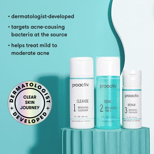 HotProactiv 3 Step Acne Treatment - Benzoyl Peroxide Face Wash, Repairing Acne Spot Treatment for Face and Body, Exfoliating Toner - 30 Day Complete Acne Skin Care Kit
