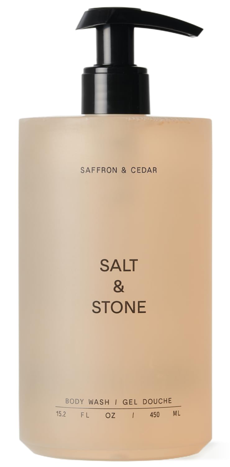 HotSalt & Stone Body Wash for Women & Men, Bergamot & Hinoki 15.2 fl oz | Shower Gel, Sulfate-Free, Paraben-Free, Dye-Free, Vegan, Hydrating & Moisturizing with Antioxidants, Vitamin C, Niacinamide