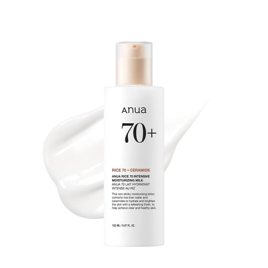 HotANUA Rice 70 Intensive Moisturizing Milk, Hydrating Face Lotion, Niacinamide, Ceramides, All Skin Types, Sensitive, Skin Moisture Barrier, Lightweight Nourishing, Korean Skincare, 5.07 fl.oz.