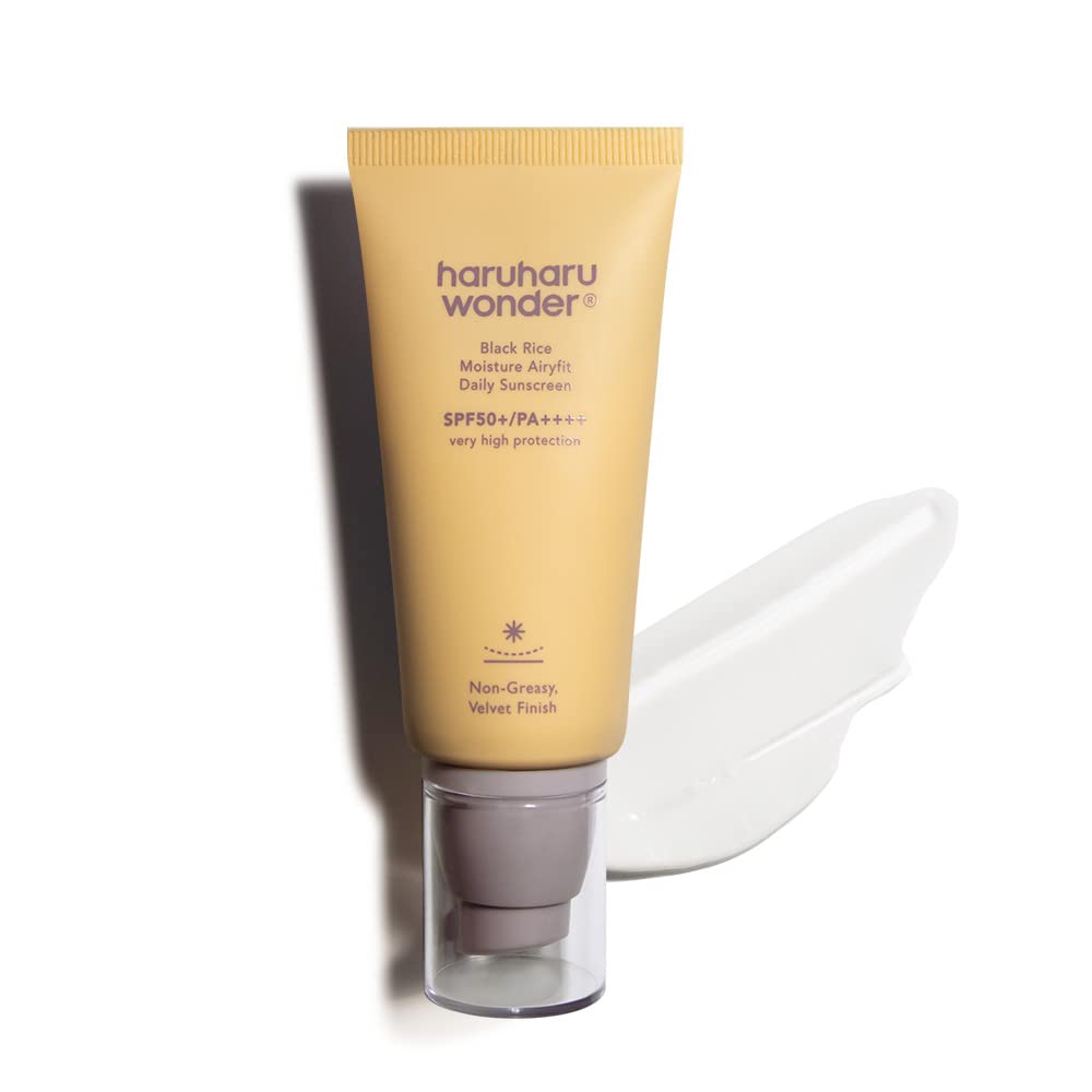 HotHaruharu Wonder Black Rice Moisture Airyfit Daily Sunscreen 1.69fl.oz - Velvet Finish, No White Cast, Hydrating, Moisturizing, Korean Skin Care, Vegan, Clean Beauty