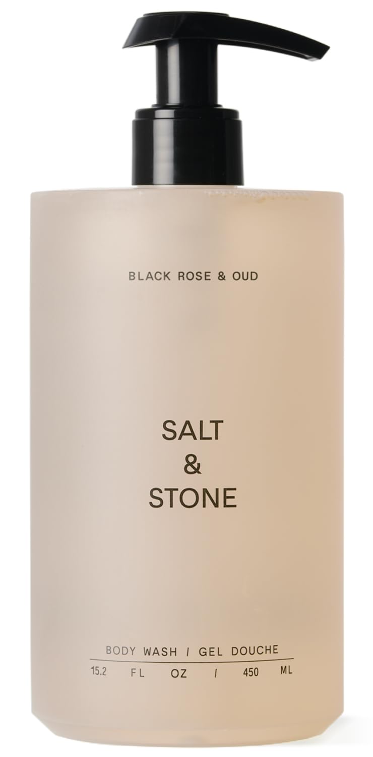 HotSalt & Stone Body Wash for Women & Men, Santal & Vetiver 15.2 fl oz | Shower Gel, Sulfate-Free, Paraben-Free, Dye-Free, Vegan, Hydrating & Moisturizing with Antioxidants, Vitamin C, Niacinamide