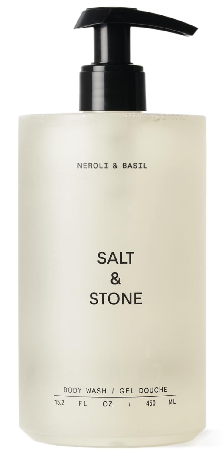 HotSalt & Stone Body Wash for Women & Men, Santal & Vetiver 15.2 fl oz | Shower Gel, Sulfate-Free, Paraben-Free, Dye-Free, Vegan, Hydrating & Moisturizing with Antioxidants, Vitamin C, Niacinamide