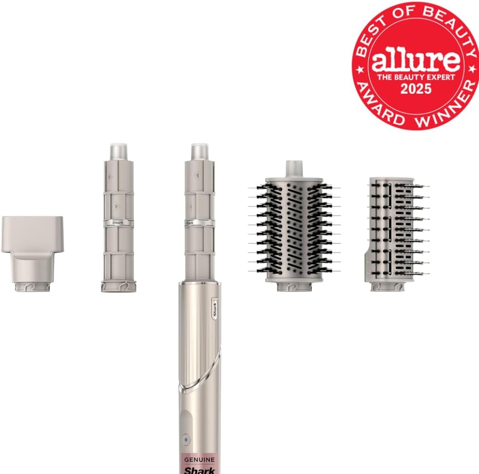 HotShark FlexStyle | Air Multi-Styler & Drying System | Hair Dryer Brush for Blowouts with Coanda Auto- Wrap Curlers, Oval & Paddle Brush & Concentrator Attachment | Stone | HD430