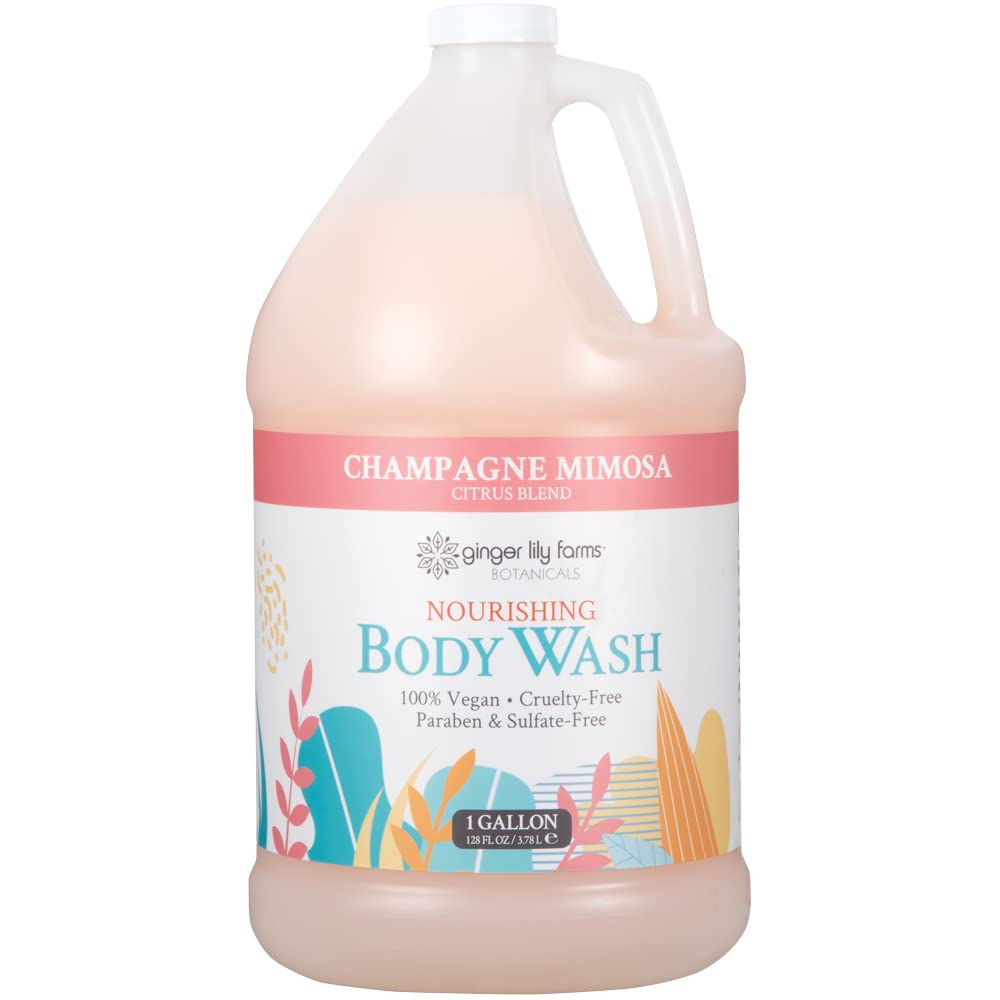 HotGinger Lily Farms Botanicals Nourishing Body Wash, Island Tranquility, 100% Vegan & Cruelty-Free, Green Tea Lemongrass Scent, 1 Gallon Refill (128 fl. oz.)