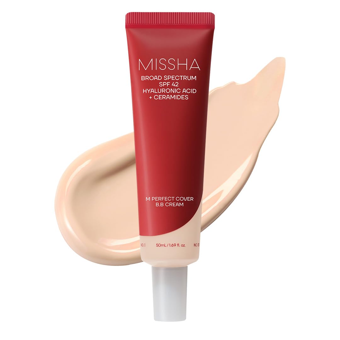 HotMISSHA M Perfect Cover BB Cream No.25 Warm Beige - Medium with Warm Undertone SPF 42 PA +++ 1.69 Fl Oz - Tinted Moisturizer for face with SPF