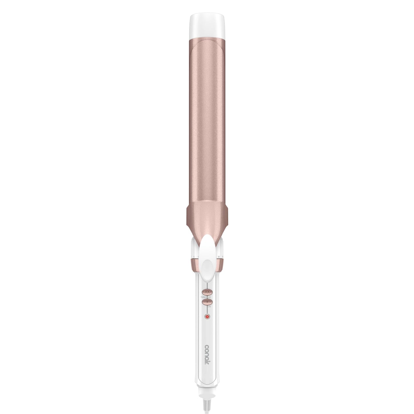 HotConair Curling Iron, Double Ceramic, 1" Barrel, White/Rose Gold | Hair curler and hair waver for medium to long hair with 30 heat settings, built-in heat protection, a cool tip, and auto off