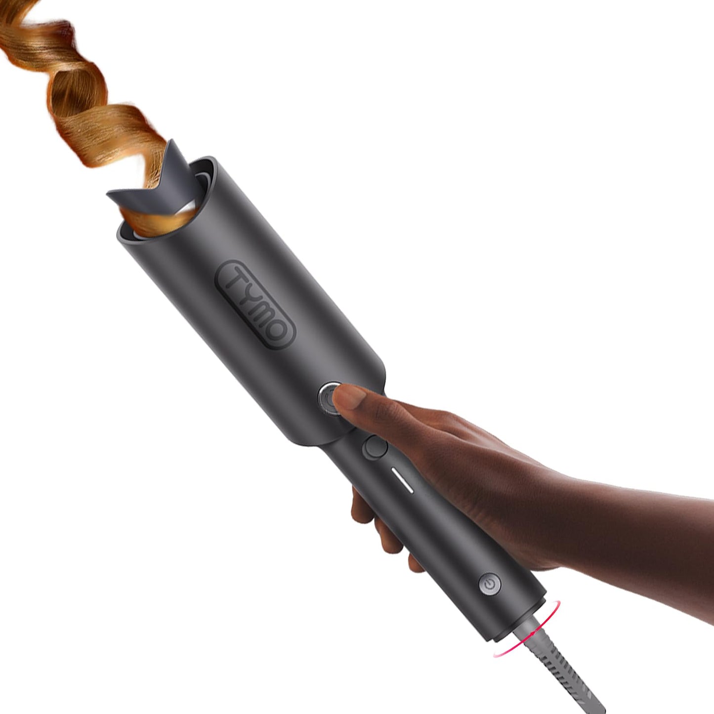 HotTYMO Automatic Rotating Curling Iron - TYMO CURLPRO Beach Waves Curling Wand, Portable Hair Curler, 500 Million Ionic, Dual Voltage & Lightweight for Travel, Ceramic Coating, 1 Inch, Pink