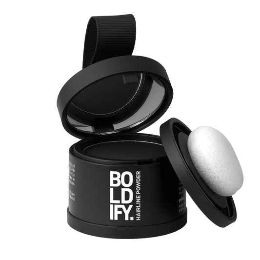 HotBOLDIFY Hairline Powder - Water-Resistant Root Touch Up Hair Color for Gray Coverage - 24-Hour Stain-Proof, Mess-Free Hair Powder for Thinning Hair (4g, Black)