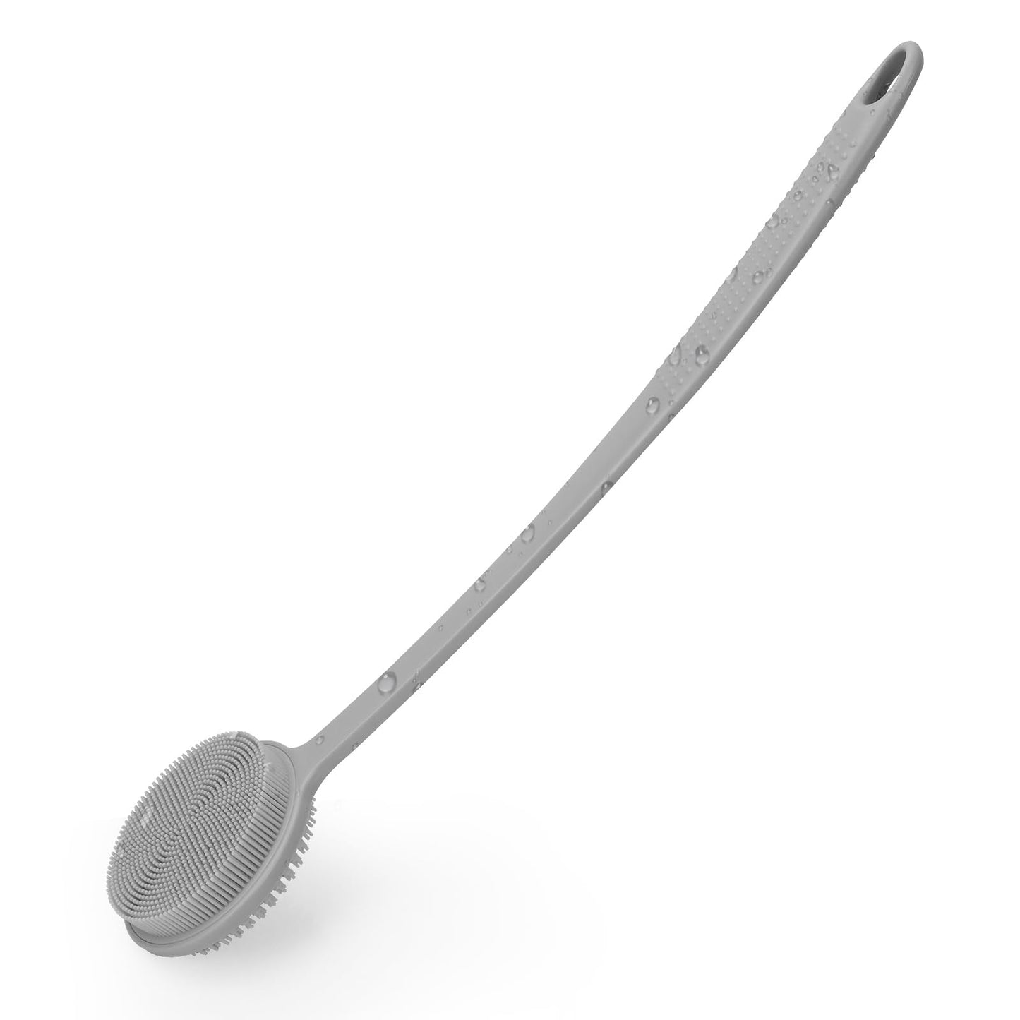 HotSilicone Back Scrubber for Shower, 17in Lengthen Long Handle Body Brush, Double Sided Shower Brush for Shower Exfoliating and Massage Can Produce Rich Foam, Long Handle Back Scrubber for Men