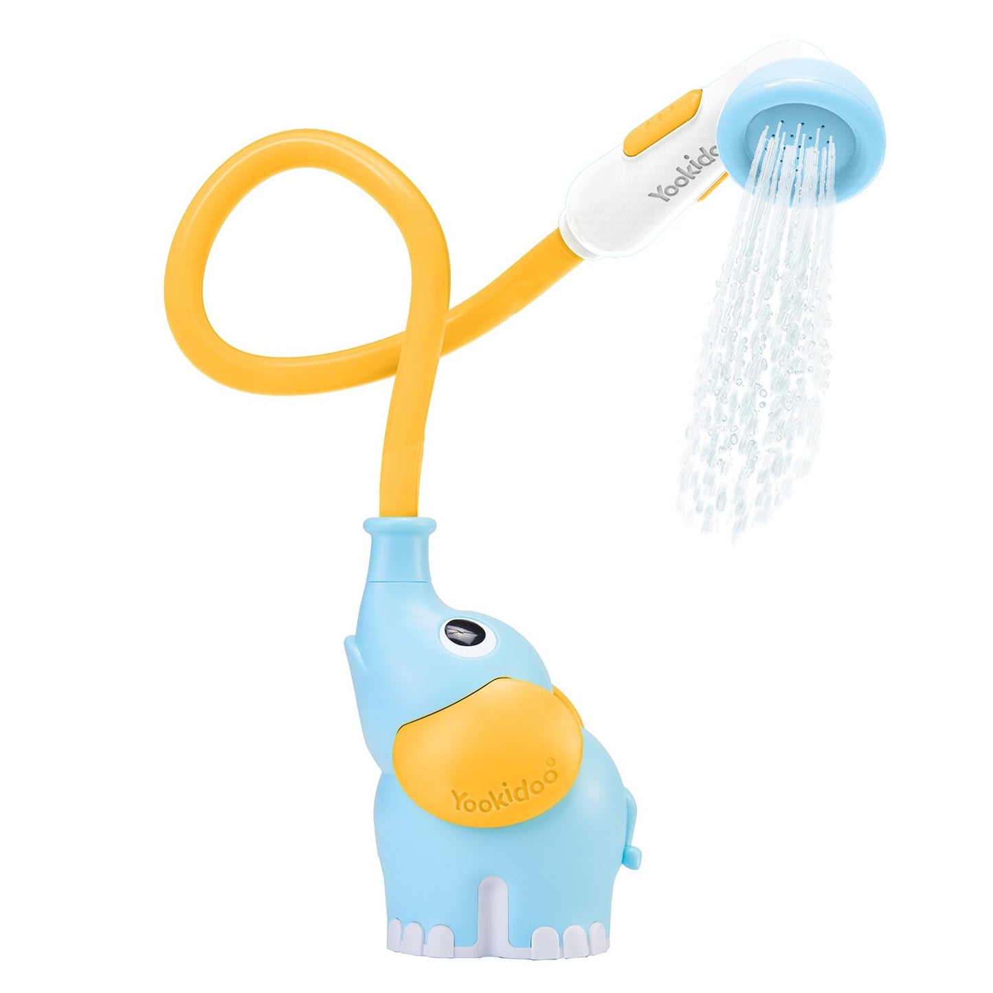 HotYookidoo Baby Bath Shower Head - Elephant Water Pump and Trunk Spout Sprayer - One Handed Flow Control for Newborn Babies in Tub Or Sink (Turquoise)