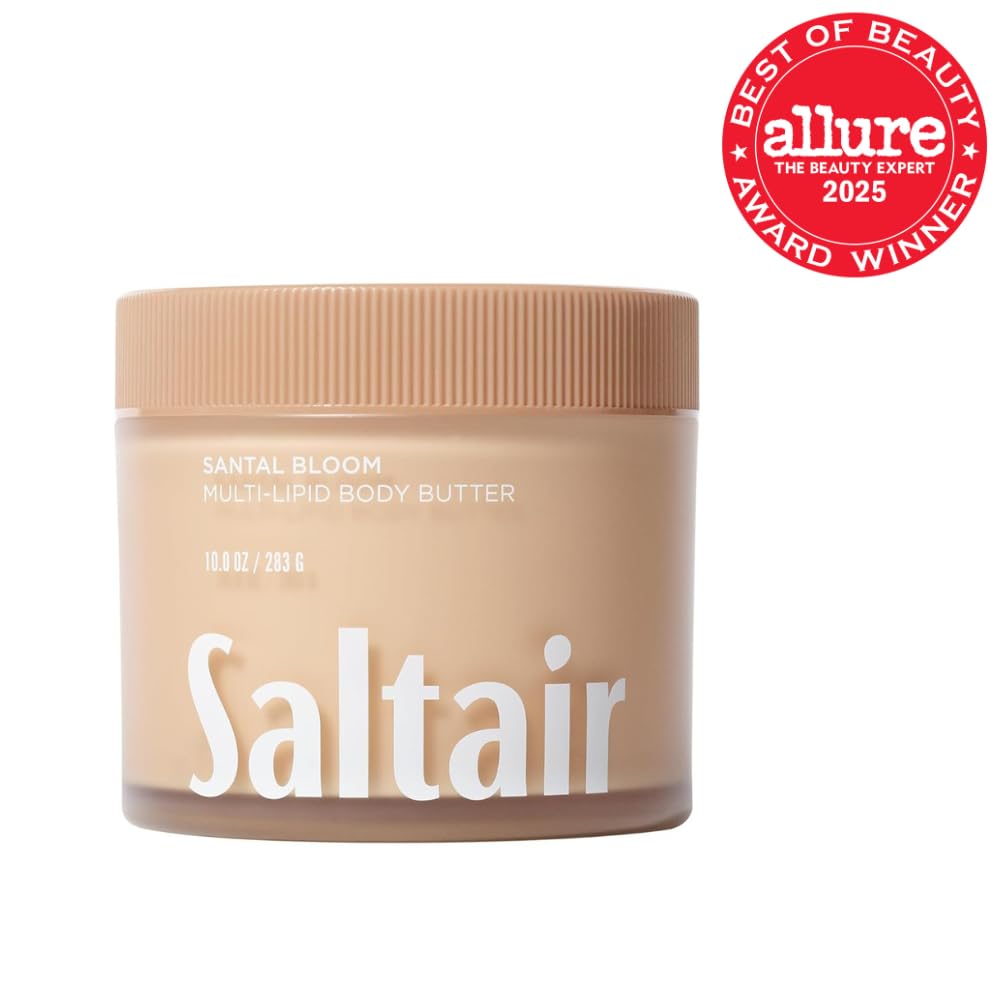 HotSaltair Multi-Lipid Body Butter - Rich, Nourishing Hydrating Body Cream with Ceramide Complex, Coconut Oil, Shea Butter, and Sea Buckthorn. Moisturizing Dry Skin Care. 10oz Jar - Santal Bloom