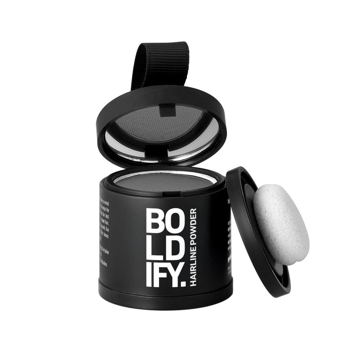 HotBOLDIFY Hairline Powder - Water-Resistant Root Touch Up Hair Color for Gray Coverage - 24-Hour Stain-Proof, Mess-Free Hair Powder for Thinning Hair (4g, Black)
