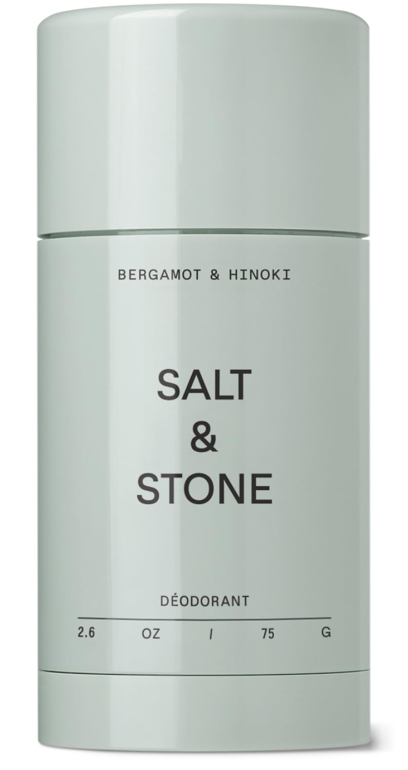 HotSalt & Stone Aluminum-Free Deodorant, Women & Men Bergamot & Hinoki 2.6 oz | Extra Strength 48 Hour Protection, Gender Neutral Scent, Made with Niacinamide, Spirulina, Magnesium & Antioxidants
