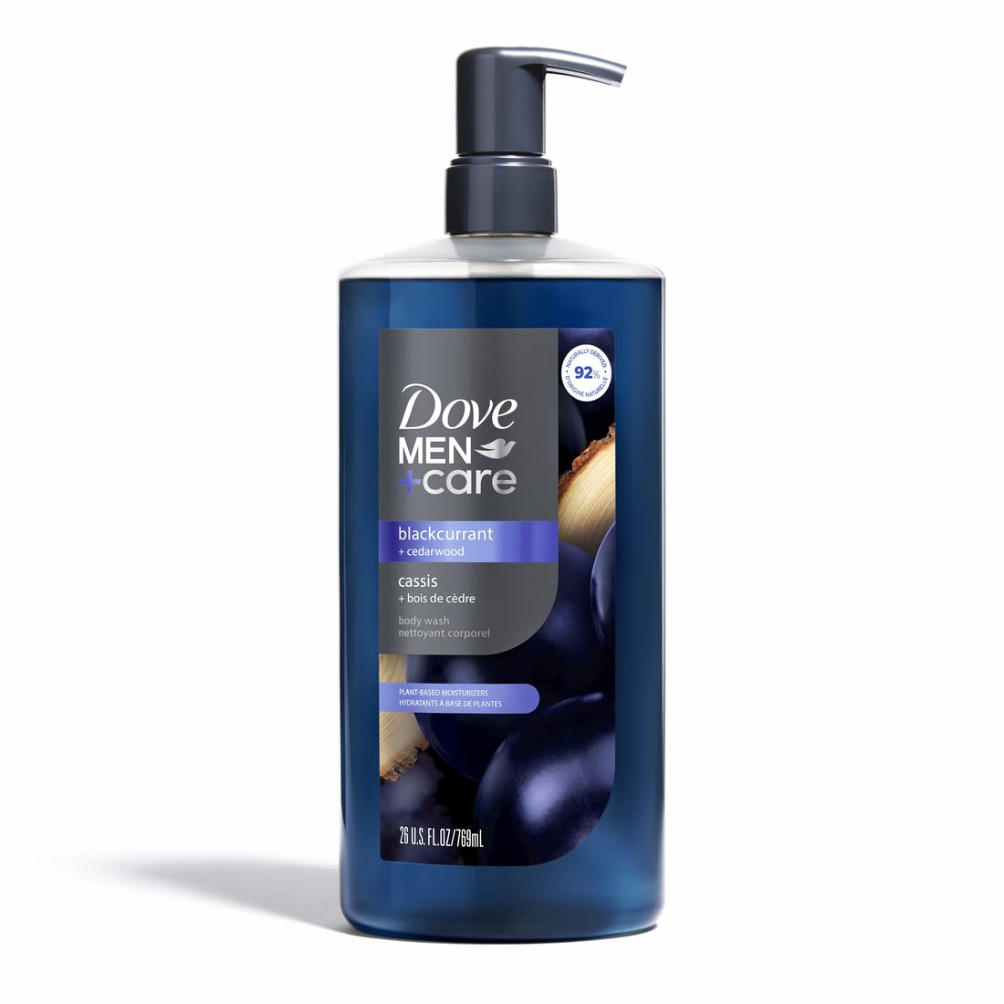 HotDOVE MEN Moisturizing Body Wash for Men, Blackcurrant + Cedarwood, 26 oz