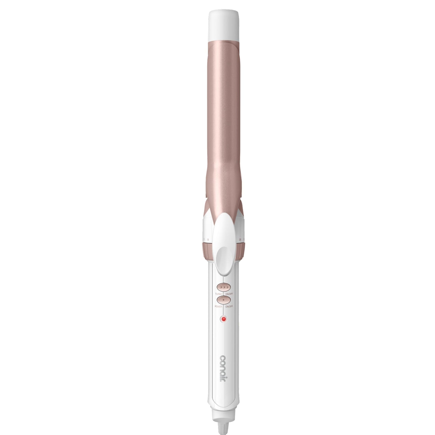 HotConair Curling Iron, Double Ceramic, 1" Barrel, White/Rose Gold | Hair curler and hair waver for medium to long hair with 30 heat settings, built-in heat protection, a cool tip, and auto off