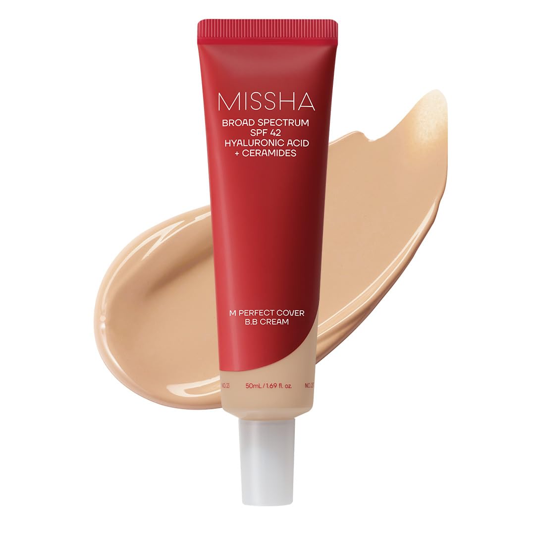 HotMISSHA M Perfect Cover BB Cream No.25 Warm Beige - Medium with Warm Undertone SPF 42 PA +++ 1.69 Fl Oz - Tinted Moisturizer for face with SPF