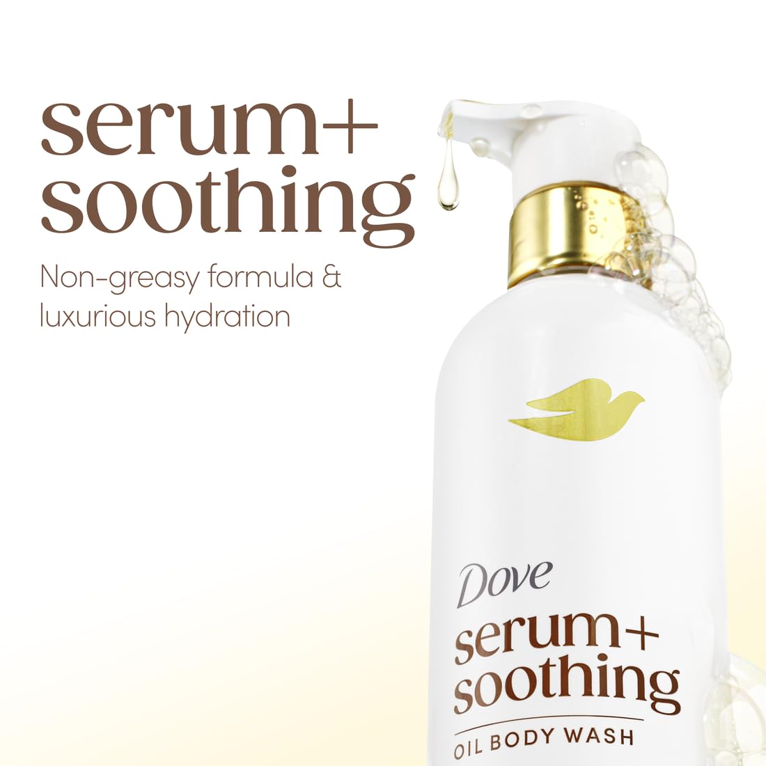 HotDove Serum+ Shower Oil Body Wash with Glycerin Serum, Almond Oil & Sandalwood, Soothing Hydrating Cleanser, 15.3 fl oz