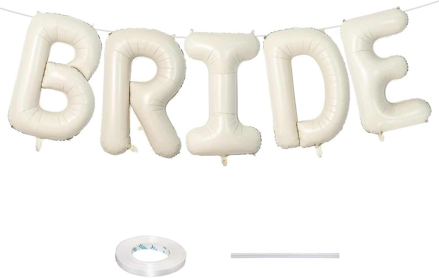 Hot40 Inch Beige BRIDE Balloons Bachelorette for Bridal Shower, Cream White Sand Bride Mylar Foil Banner Letter Sign, Bridal Balloon Banner for Wedding Engagement Bride To Be Party Favors Decorations