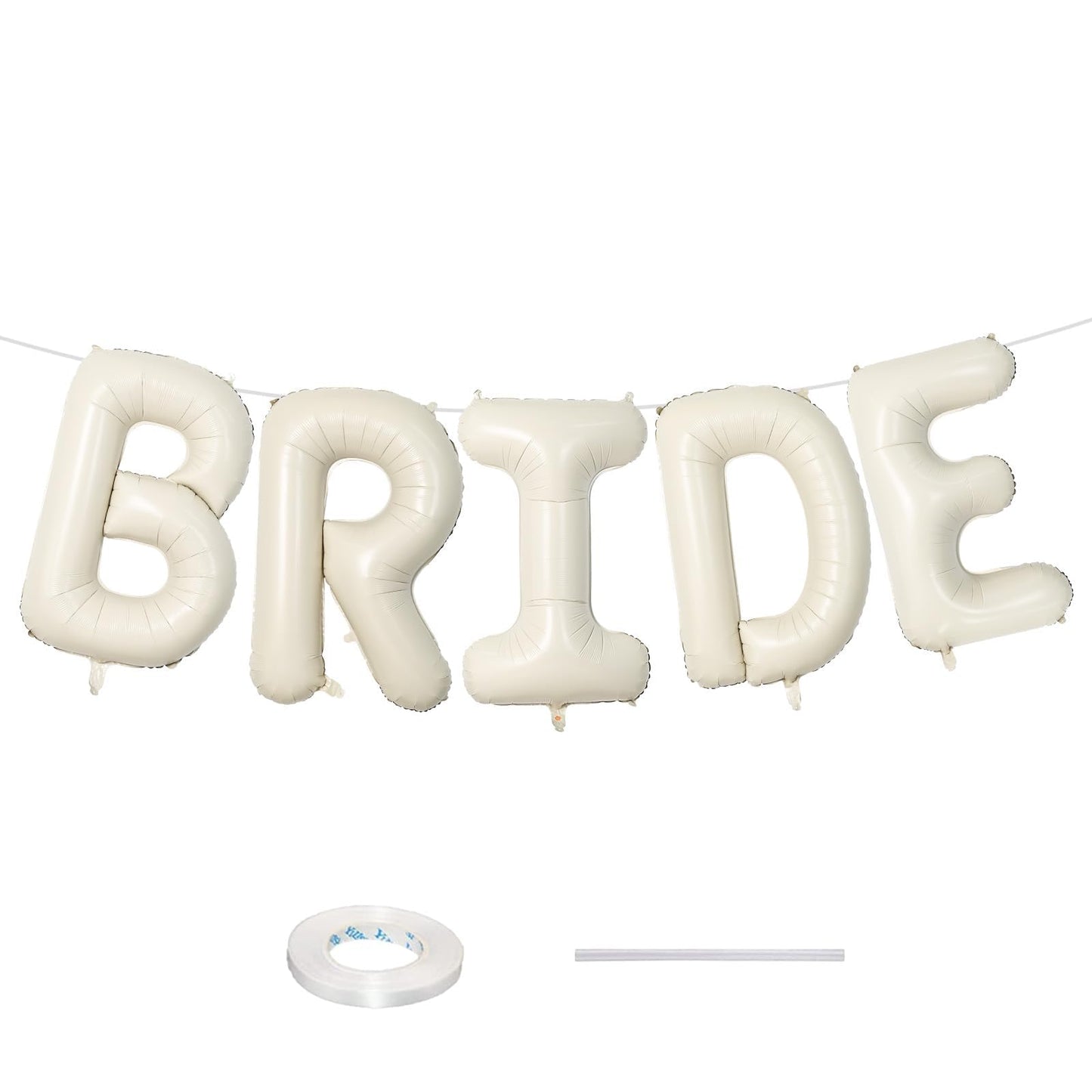 Hot40 Inch Beige BRIDE Balloons Bachelorette for Bridal Shower, Cream White Sand Bride Mylar Foil Banner Letter Sign, Bridal Balloon Banner for Wedding Engagement Bride To Be Party Favors Decorations