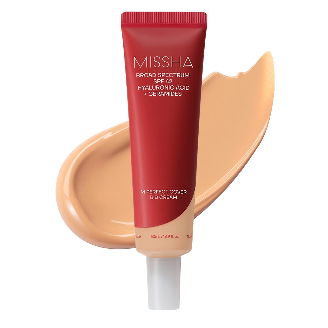 HotMISSHA M Perfect Cover BB Cream No.25 Warm Beige - Medium with Warm Undertone SPF 42 PA +++ 1.69 Fl Oz - Tinted Moisturizer for face with SPF