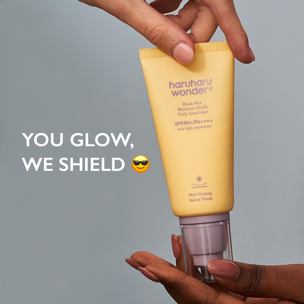 HotHaruharu Wonder Black Rice Moisture Airyfit Daily Sunscreen 1.69fl.oz - Velvet Finish, No White Cast, Hydrating, Moisturizing, Korean Skin Care, Vegan, Clean Beauty