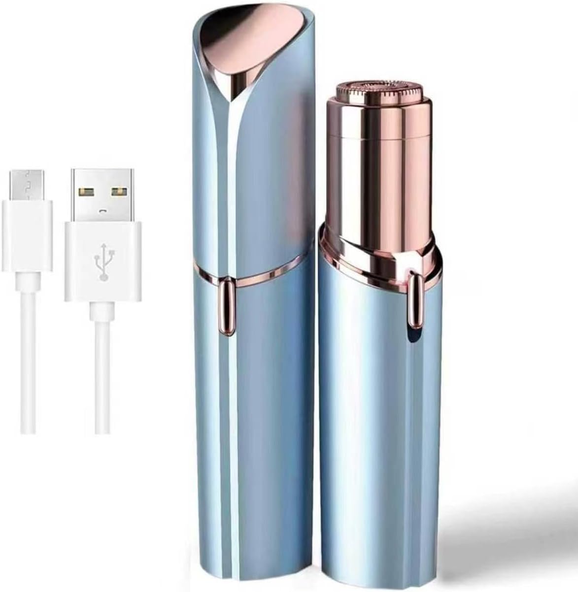 HotRechargeable Facial Hair Removal for Women - as Seen on TV Painless Face Shaver - Electric Hair Remover for Face Lips Peach Fuzz with Light (Blue)