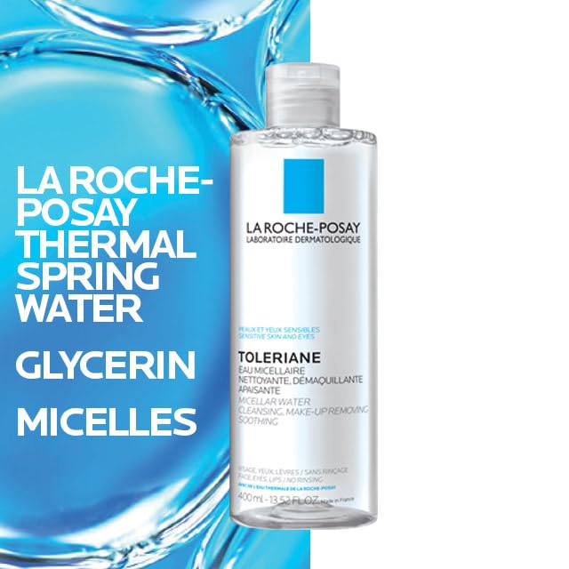 HotLa Roche-Posay Micellar Cleansing Water for Sensitive Skin, Micellar Water Makeup Remover, Cleanses and Hydrates Skin, Gentle Face Toner, Oil Free