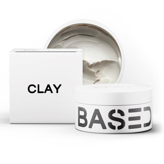 HotBASED Hair Clay for Men, Premium Hair Clay with Strong Hold, Texturizing Finish, & Low Shine, Hair Styling for Medium, Thick, Straight, or Wavy Hair, Santal Sandalwood Fragrance (3oz Pack of 1)