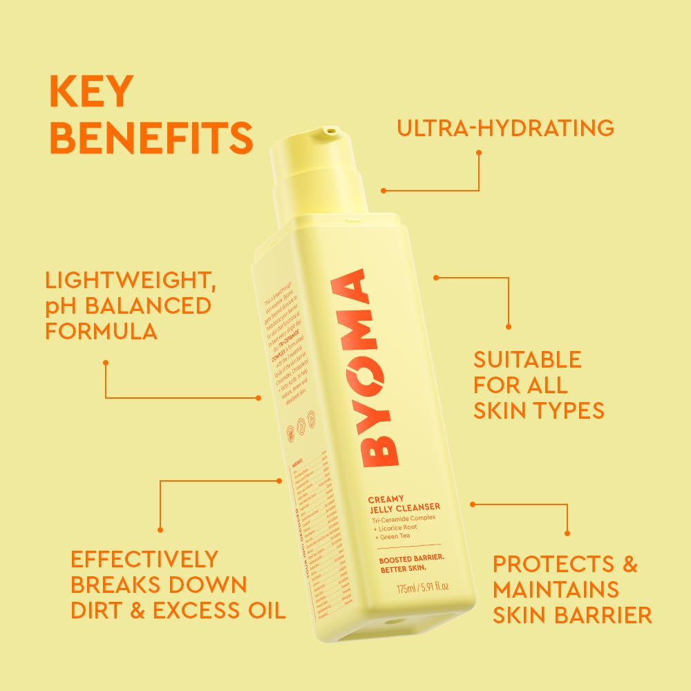 HotBYOMA Creamy Jelly Cleanser - Hydrating Face Wash for Skin Barrier Repair with Tri-Ceramide Formula - Gently Removes Makeup & Excess Oil - 5.91 Fl. Oz | Hydrating Face Wash with Ceramides, Soothing Formula, No Oily Residue, Fragrance Free, for All Skin