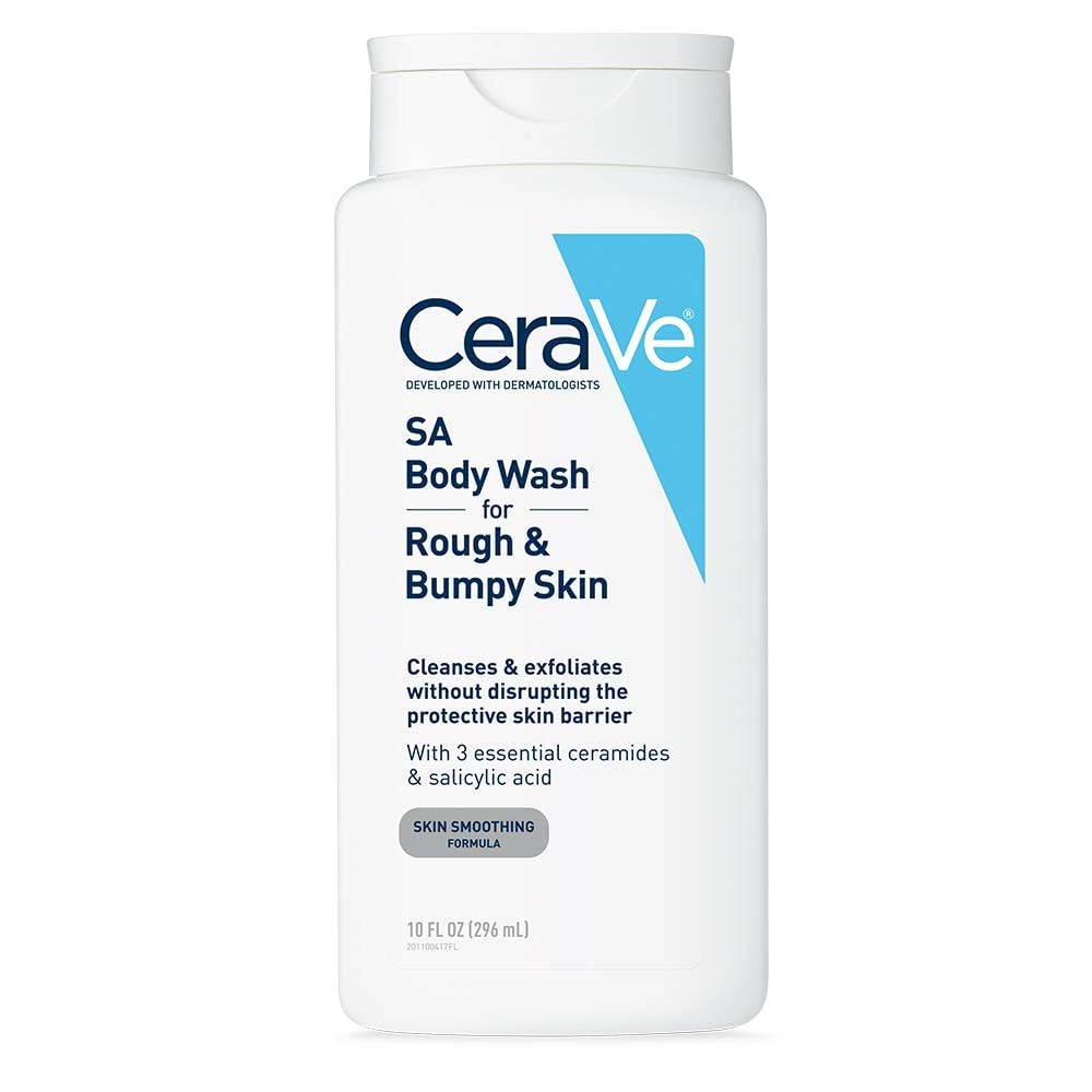 HotCeraVe Body Wash with Salicylic Acid, Fragrance Free Body Wash to Exfoliate Rough and Bumpy Skin, Allergy Tested, 10 Ounce