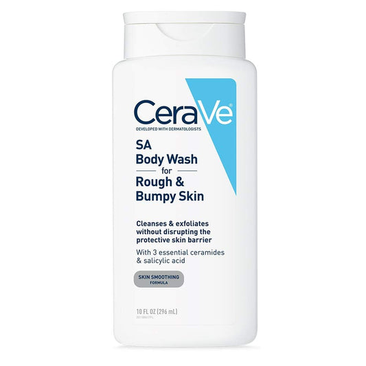 HotCeraVe Body Wash with Salicylic Acid, Fragrance Free Body Wash to Exfoliate Rough and Bumpy Skin, Allergy Tested, 10 Ounce