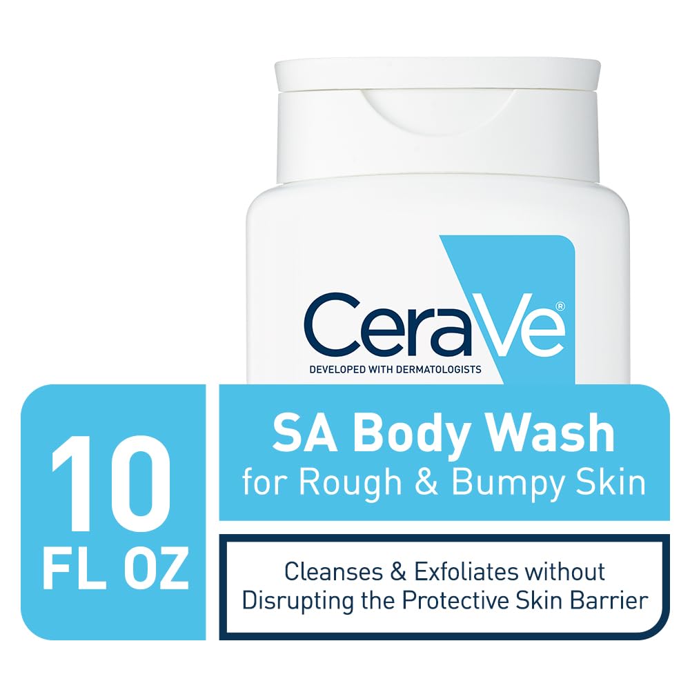 HotCeraVe Body Wash with Salicylic Acid, Fragrance Free Body Wash to Exfoliate Rough and Bumpy Skin, Allergy Tested, 10 Ounce