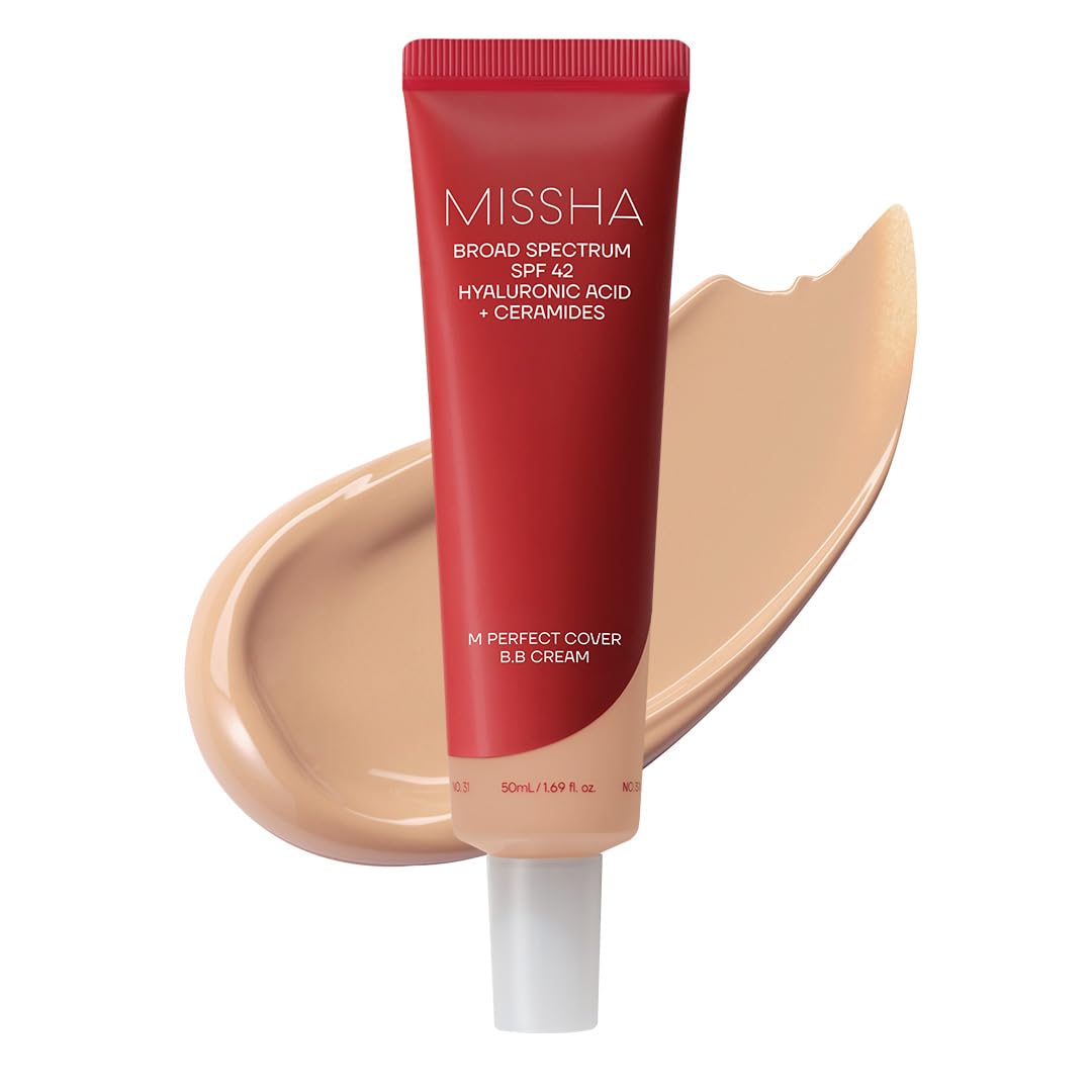 HotMISSHA M Perfect Cover BB Cream No.27 Honey Beige - Medium with Neutral/Warm Undertone SPF 42 PA +++ 1.69 Fl Oz - Tinted Moisturizer for face with SPF
