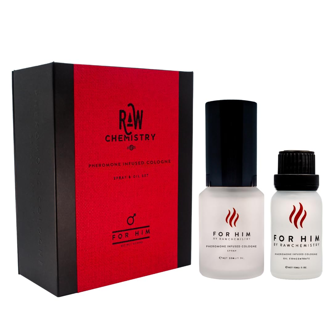 Hot Pheromone Infused Cologne for Men - For Him 1 oz Spray by RawChemistry | Long Lasting Perfume for Men, Mens Body Spray, Premium Cologne Oil Notes, Fine Fragrances for Men, All Day Daily Use, 1 Oz