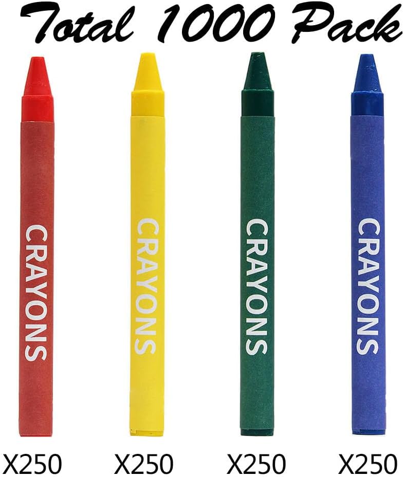 Hot Madisi Crayons Bulk Pack, Regular Size, 4 Colors, 250 Packs, 1000 Count | Crayons Bulk Individual Packs for Kids, Box of Crayons Classroom Set