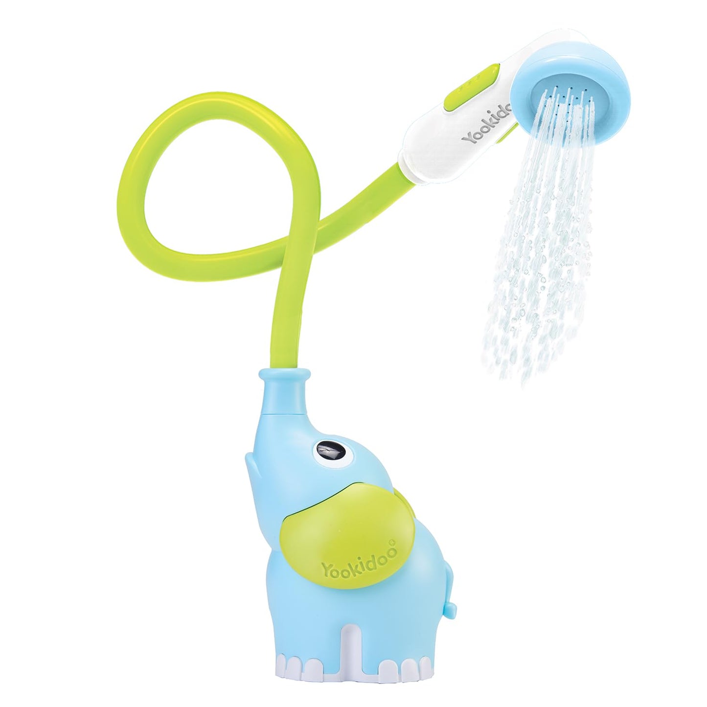 HotYookidoo Baby Bath Shower Head - Elephant Water Pump and Trunk Spout Sprayer - One Handed Flow Control for Newborn Babies in Tub Or Sink (Turquoise)