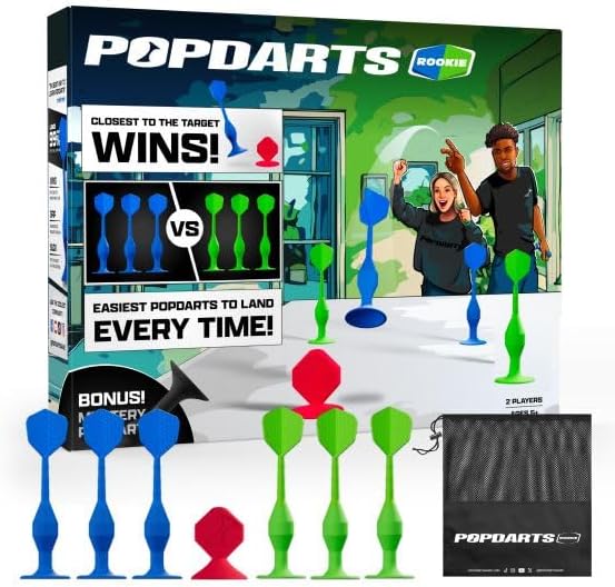 HotPopdarts Game Rookie Pack Suction Cup Dart Game | Beginner-Friendly for Kids, Families, and New Players, Indoor & Outdoor Target Toss, Fast Setup, Durable, Simple Rules