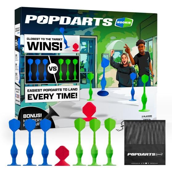 HotPopdarts Game Rookie Pack Suction Cup Dart Game | Beginner-Friendly for Kids, Families, and New Players, Indoor & Outdoor Target Toss, Fast Setup, Durable, Simple Rules