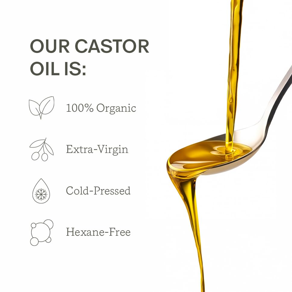 HotCastor Oil Body Oil, 100% Organic, Cold-Pressed, 14 fl oz | Hexane-free, with magnesium & frankincense, for skin hydration & evening self-care