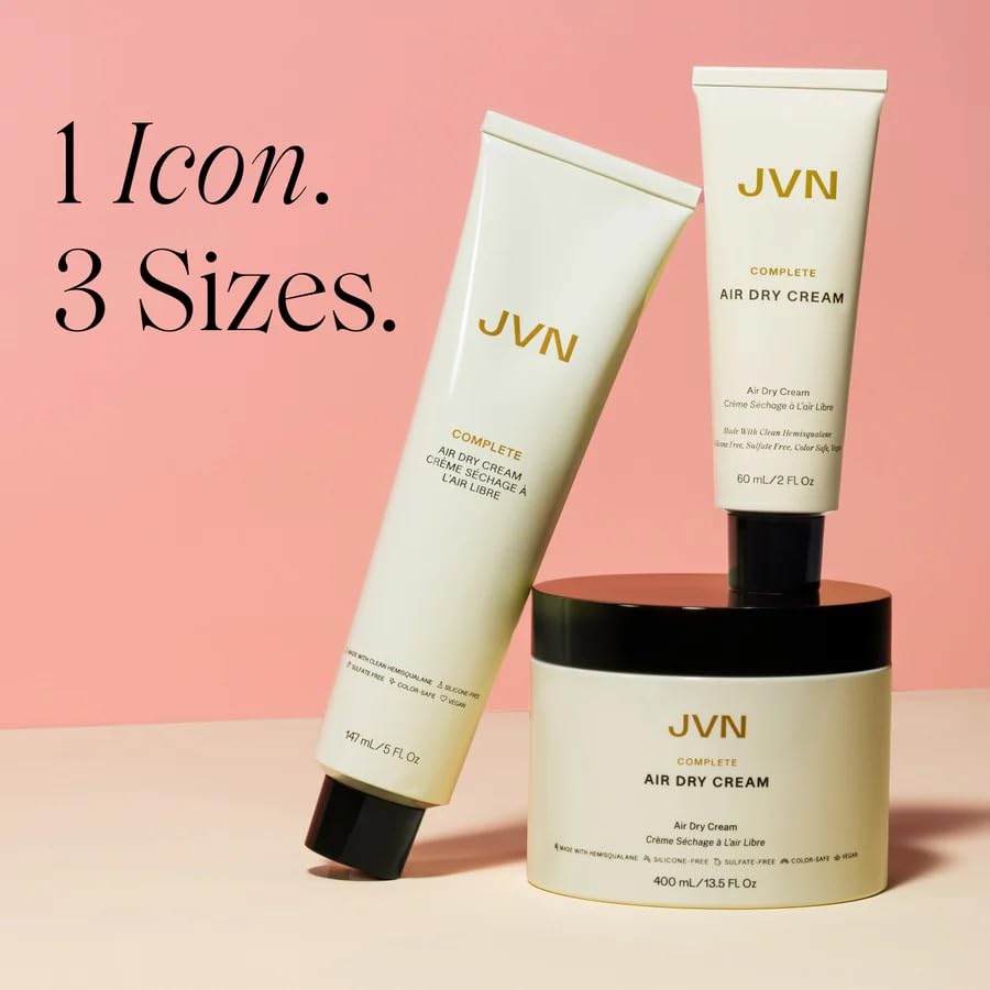 HotJVN No Heat Complete Air Dry Cream, 5 Fl Oz, Hair Smoothing Cream Enhances Your Natural Texture, Curl Cream and Wavy Hair Products, Silicone Free