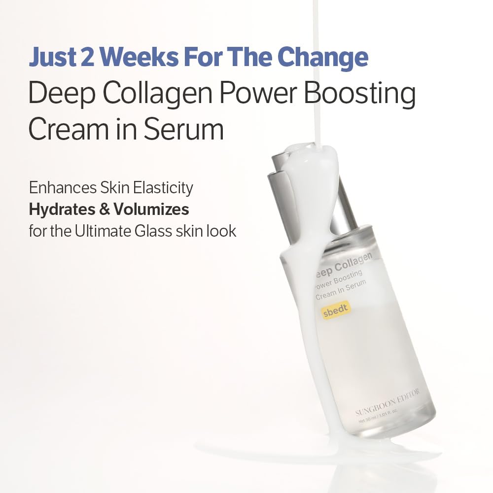 HotSUNGBOON EDITOR Deep Collagen Serum, 5% Volufiline + 58% Low Molecular Collagen + 2% Niacinamide, Hydrating & Smoothing Face Serum, Korean Skincare, 1.01 fl oz, Gifts for Women