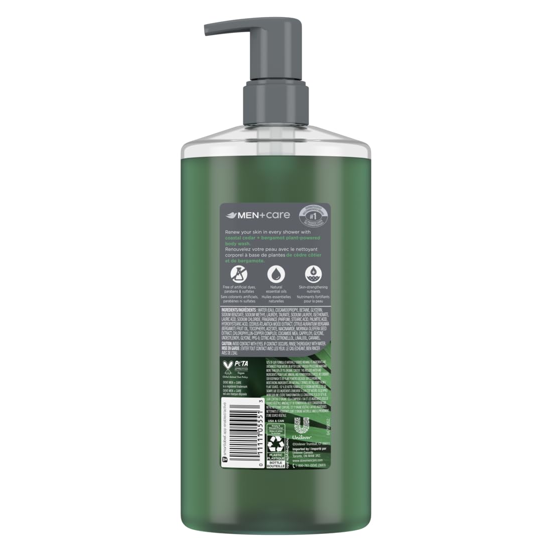 HotDOVE MEN Body Wash, Coastal Cedar + Bergamot, Moisturizing for Men, 26oz