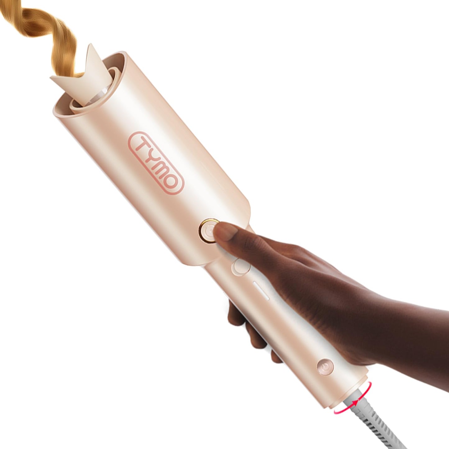HotTYMO Automatic Rotating Curling Iron - TYMO CURLPRO Beach Waves Curling Wand, Portable Hair Curler, 500 Million Ionic, Dual Voltage & Lightweight for Travel, Ceramic Coating, 1 Inch, Metallic Gray